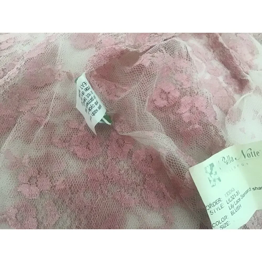 Bella Notte Lily Lace RARE Blush Pink ruffle Standard Queen Pillow Sham NWT